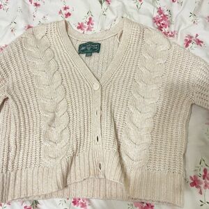 American Eagle Outfitters Beige Cable Knit Cardigan